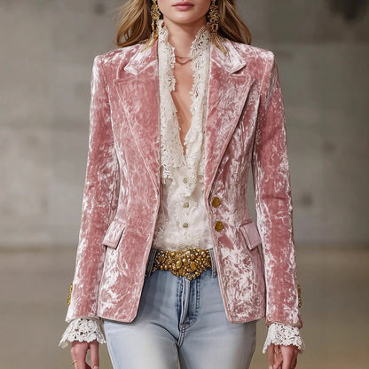 Kadın Uzun Kollu Vücuda Oturan Cepli Günlük Blazer Ceket