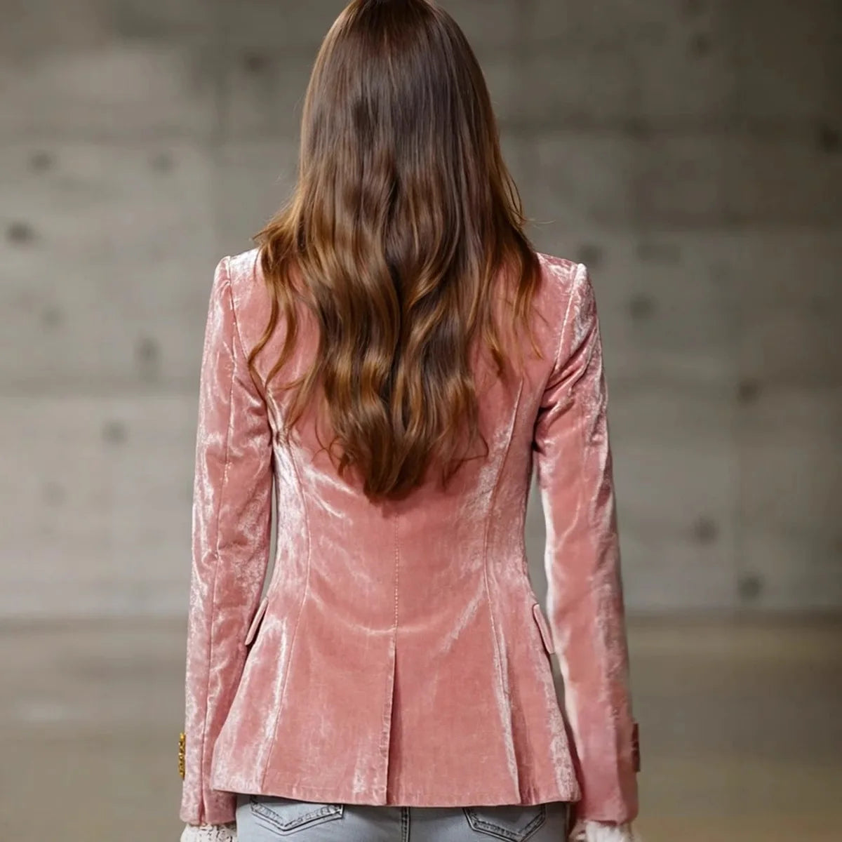 Kadın Uzun Kollu Vücuda Oturan Cepli Günlük Blazer Ceket