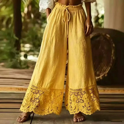 Kadın Dantel Vintage Yüksek Bel Pantolon