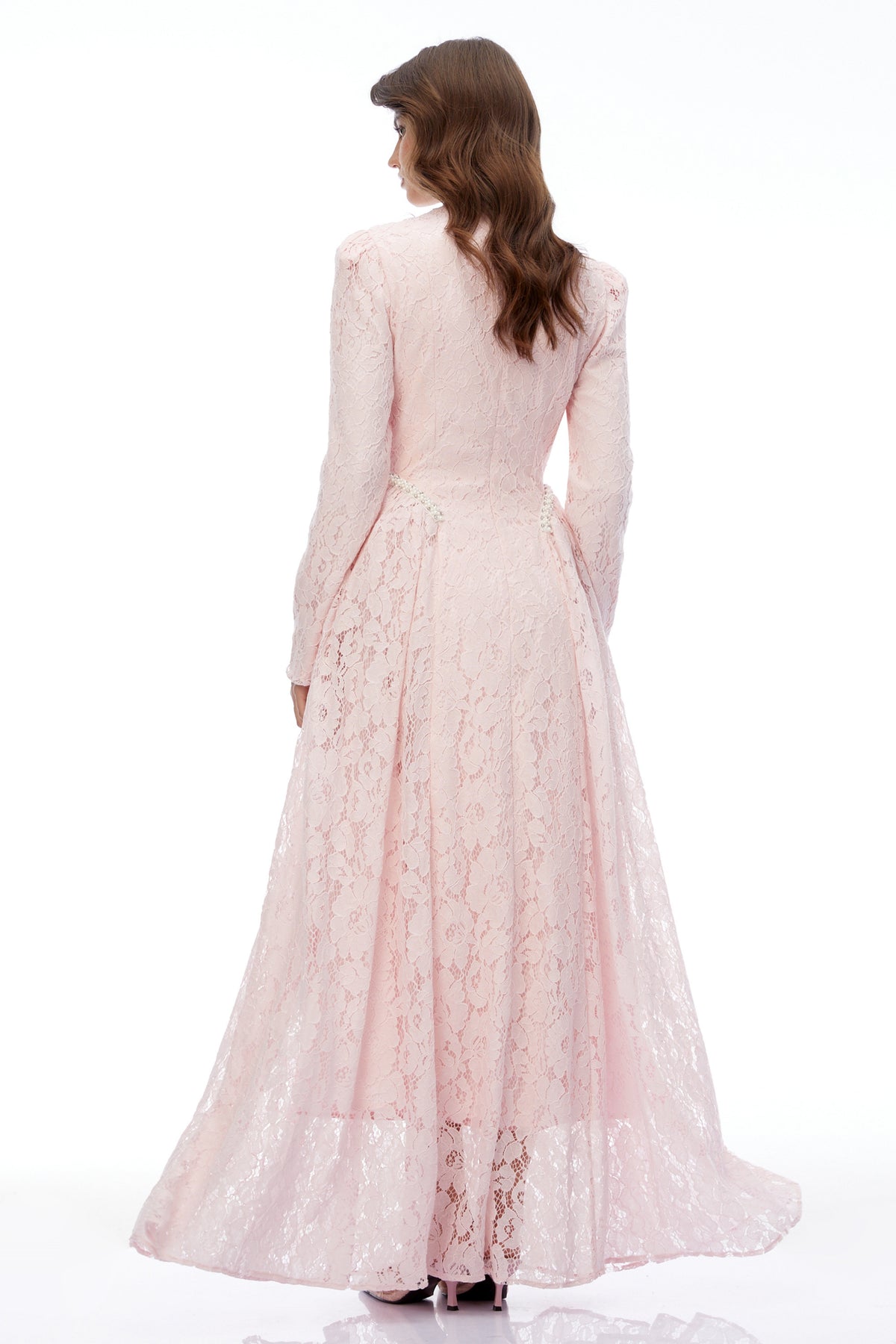 Vivienne Pink High Neck Lace Maxi Dress